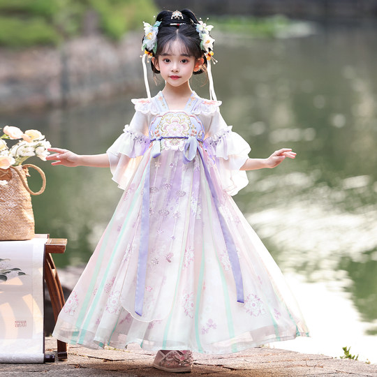 Hanfu Girls 2025 New Spring and Autumn Ancient Style Super Fairy Little Girl Tang Suit Chinese Style Children's Ancient Costume Skirt Autumn
