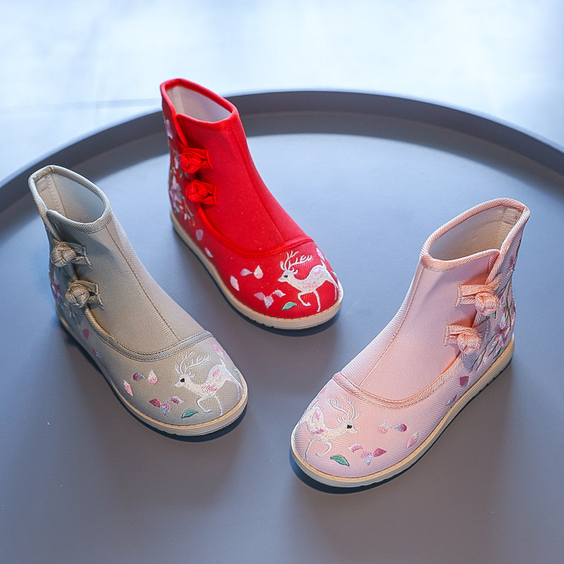 2025新款秋冬儿童汉服鞋子靴子中国风加绒宝宝短靴古风女童绣花鞋,淘宝优惠券,粉丝福利购,淘宝优惠卷