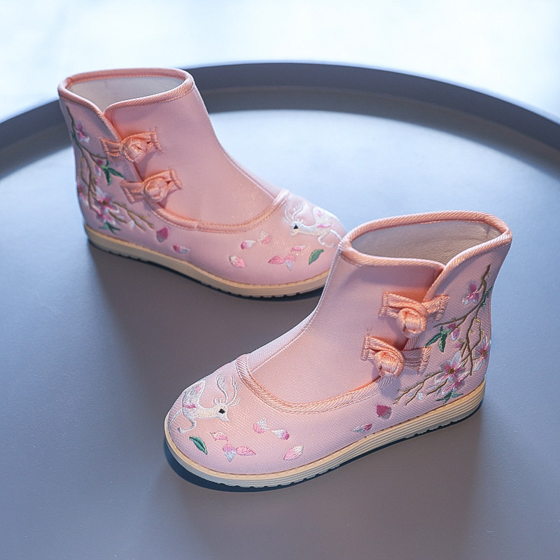 2025新款秋冬儿童汉服鞋子靴子中国风加绒宝宝短靴古风女童绣花鞋,淘宝优惠券,粉丝福利购,淘宝优惠卷