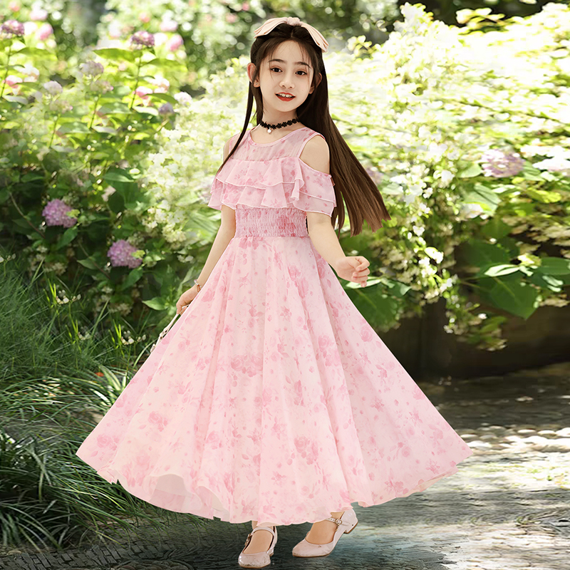 女童连衣裙2025新款夏季小女孩雪纺碎花裙夏天儿童裙子夏大童长裙 - 图2