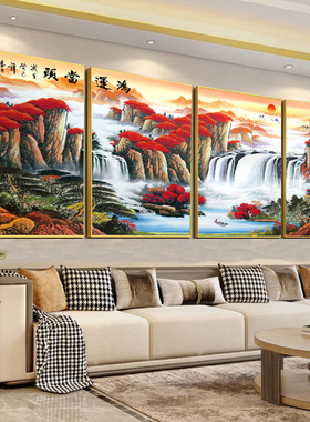 画世纪客厅装饰画四联晶瓷挂画