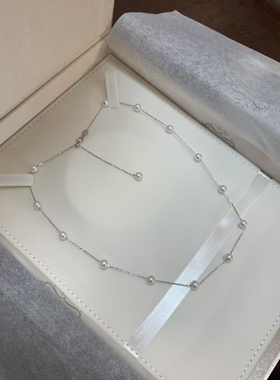 S925纯银5-6mm天然淡水ak珠，极光白透粉，混合叠搭小米珠项链