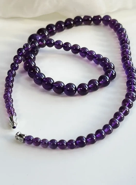9-10mm天然乌拉圭紫水晶项链简约时尚百搭项链女浓郁皇家紫锁骨链