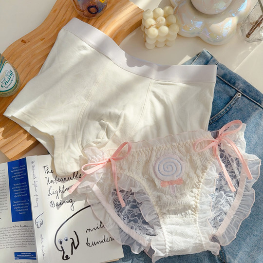 甜心棒棒糖~日系可爱甜美纯欲性感大码透明纯棉情侣内裤一男一女