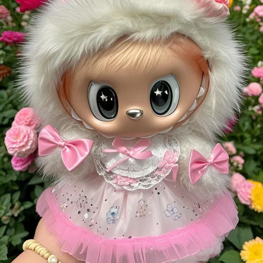 仅衣服38cm泡泡玛特labubu天使大首领夏日连衣裙公仔衣服潮玩穿搭 - 图2