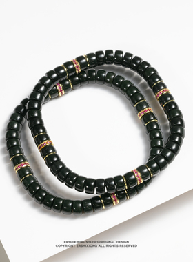 【归方】无规矩不成方圆·天然和田玉塔青玉撞色四方药片手链手串