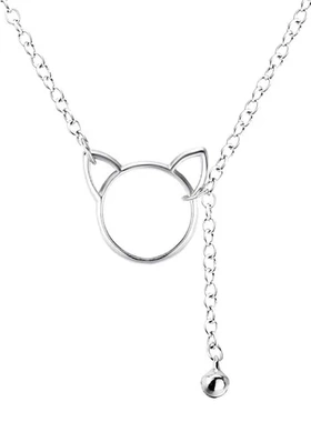 铃铛女士可爱简约项链生日礼物日韩巧兰轩韩版配饰猫咪锁骨链仿银