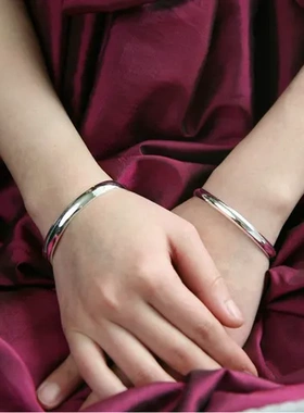 首饰手环贵妃镯手镯巧兰轩仿纯银流行开口女款银小饰品光身