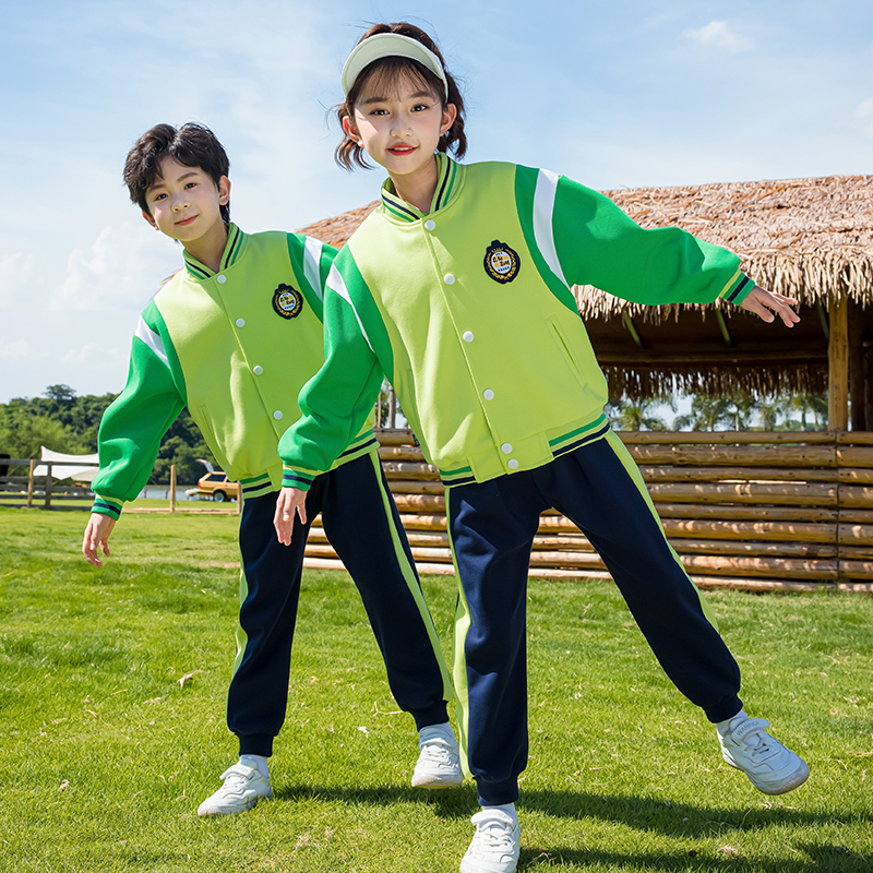 班服套装小学生校服春秋装运动服一年级绿色幼儿园园服秋季三件套