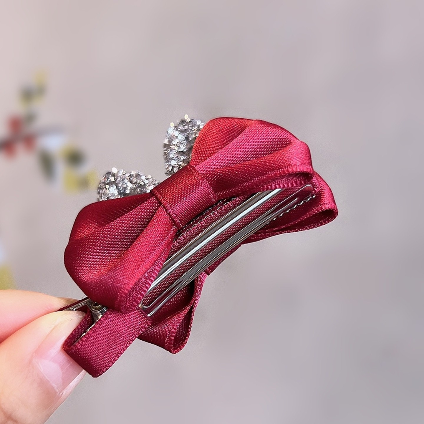 高级感红色闪亮女童可爱风发夹立体兔耳朵发卡宝宝蝴蝶结新年发饰,淘宝优惠券,粉丝福利购,淘宝优惠卷