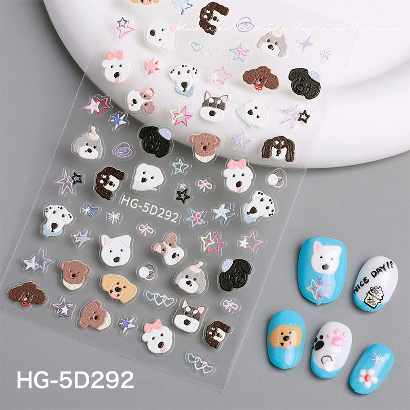 美甲卡通动物贴纸可爱涂鸦小熊蝴蝶结浮雕立体3D学生diy指甲装饰,淘宝优惠券,粉丝福利购,淘宝优惠卷