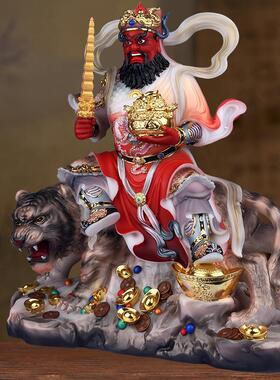汉白玉赵公明五路财神武
