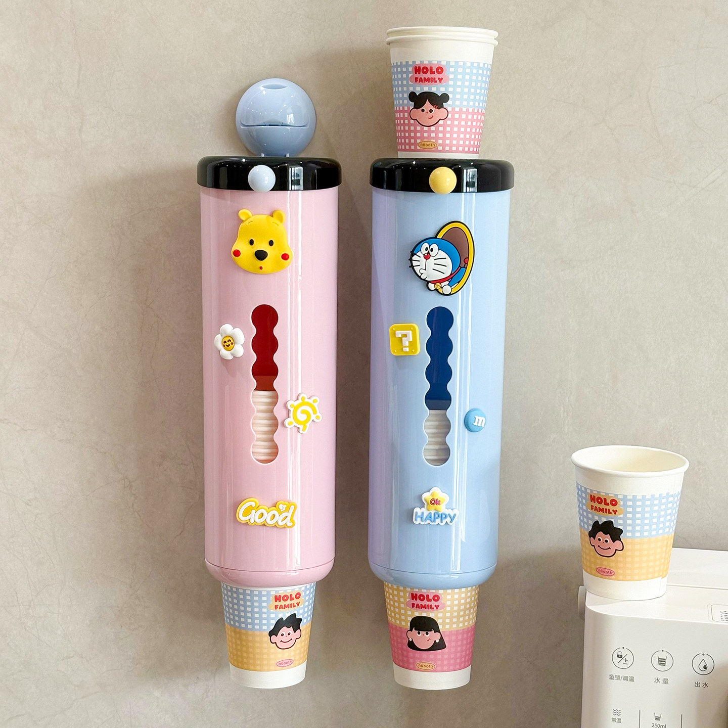 高颜值一次性杯子收纳架壁挂家用取杯器吸盘饮水机纸杯架防尘神器,淘宝优惠券,粉丝福利购,淘宝优惠卷