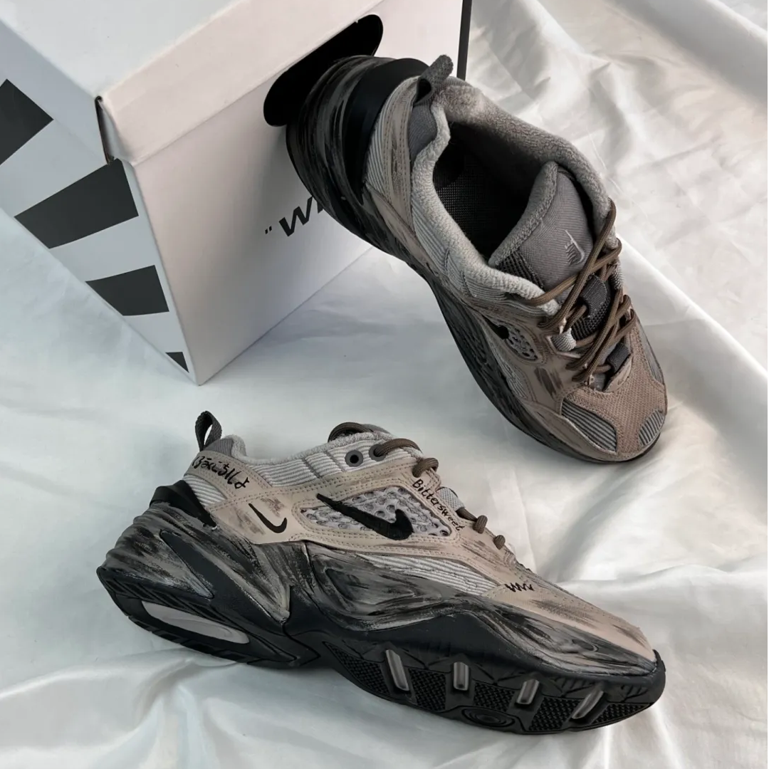 球鞋定制 Nike M2K 迷雾都市黑灰机能风复古做旧低帮男女老爹鞋,淘宝优惠券,粉丝福利购,淘宝优惠卷