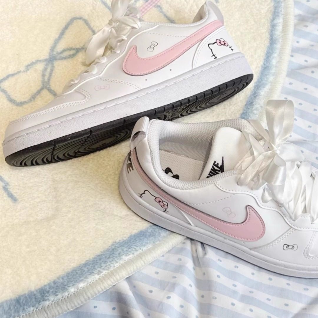 正品定制球鞋 Nike Court Borough 粉色猫咪温柔可爱清新低帮板鞋,淘宝优惠券,粉丝福利购,淘宝优惠卷