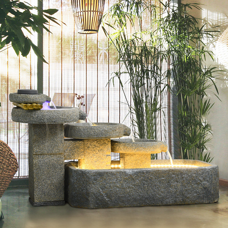 中式假山流水摆件石磨户外花园造景庭院室内客厅鱼池景观招财装饰,淘宝优惠券,粉丝福利购,淘宝优惠卷