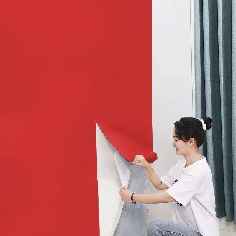 大红色纯色墙纸自粘翻新贴纸少女心墙纸ins卧室客厅翻新背景墙纸,淘宝优惠券,粉丝福利购,淘宝优惠卷