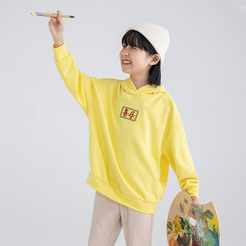 茵曼童装女童连帽2022新款春秋卫衣 茵曼童装卫衣/绒衫