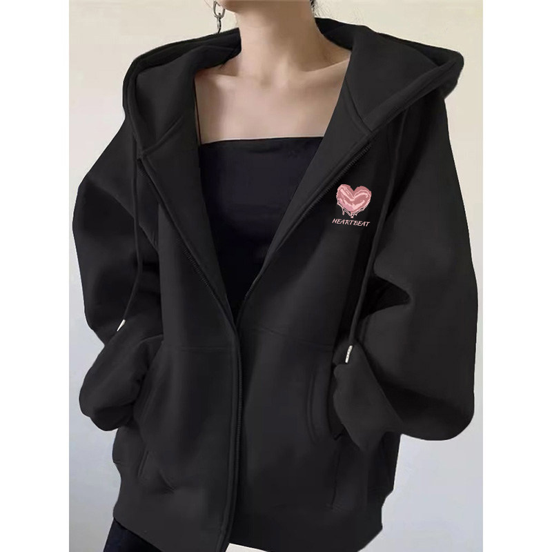 高端大牌即墨纯棉卫衣女秋冬新品连帽开衫加绒加厚棒球服女士外套