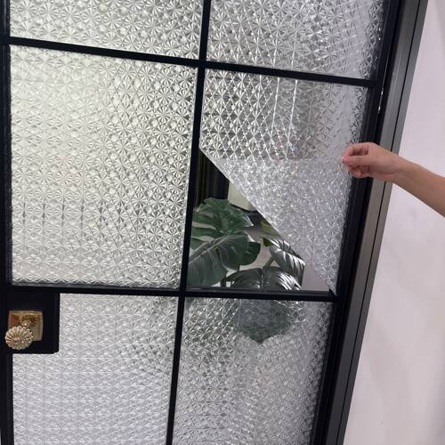 高级感！海棠玻璃贴膜浴室门卫生间窗户防窥复古玻璃门专用贴纸 - 图0