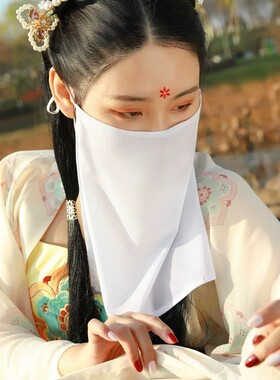 超仙遮阳蒙面雪纺纱巾女汉服古风面纱新款古装刺绣遮脸