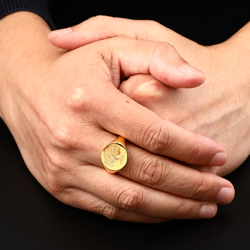 Tree of Life 18K gold ring intangible cultural heritage engraving process
