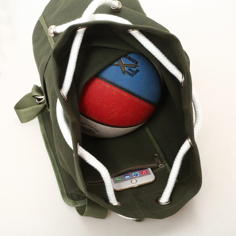 2022新款潮帆布包男包水桶包双肩包运动大容量健身包水桶篮球包 - 图0