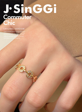 玄学旺财铜钱戒指女开口招财食指