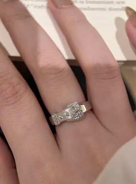 锆石金属皮带开口戒指女小众设计感个性百搭气质时尚潮流指环戒子