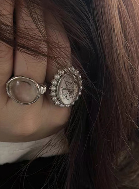 欧阳娜娜同款小鹿珍珠戒指女韩国小众个性时尚气质百搭指环戒子