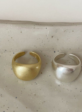 韩国博主Fever同款哑光椭圆金属开口戒指女小众个性百搭指环戒子