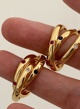 小众设计感三环交错彩指女轻奢个性时尚气质通勤百搭指环戒子