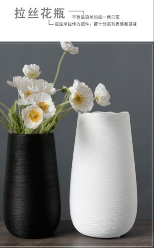 陶瓷插花现代简约水养摆件客厅黑白色干花器北欧式鲜花餐桌大花瓶 - 图1