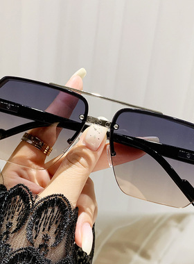 新款蛤蟆墨镜男方形大框太阳镜防晒防紫外线开车专用遮阳镜半框女