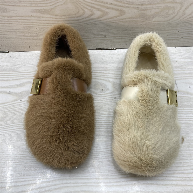 毛毛鞋勃肯鞋女外穿2025冬季新款加绒保暖小香风包头豆豆棉鞋女鞋 - 图1