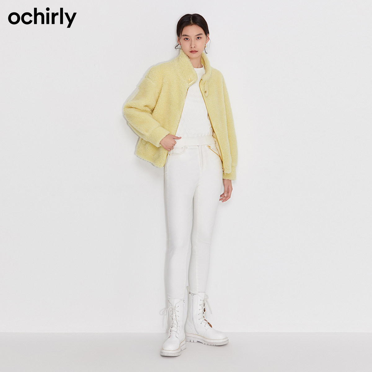 2件9折欧时力2022新款春装羊毛字母 ochirly短外套