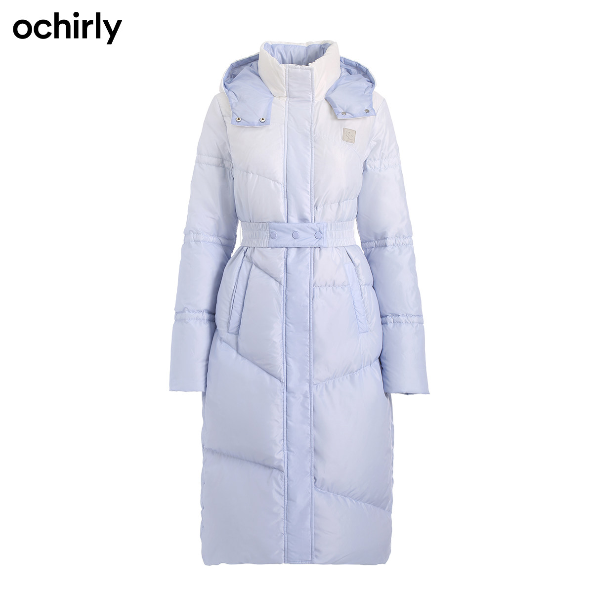 欧时力2021新款极光炫彩腰带羽绒服 ochirly羽绒服