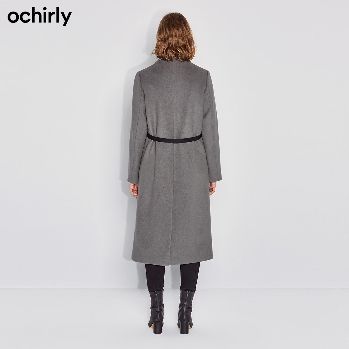 2件9折欧时力新款冬装配腰带西装领 ochirly毛呢外套