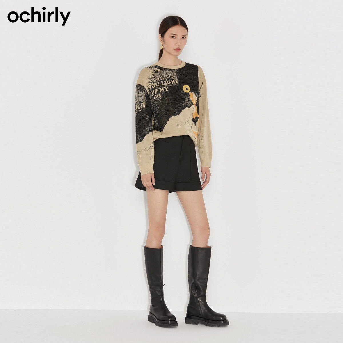 直降欧时力2021新款冬装金银丝毛衣 ochirly毛针织衫