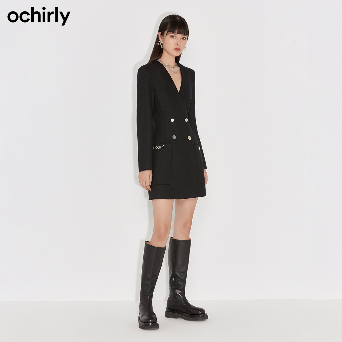2件9折欧时力2021新款冬装连衣裙 ochirly连衣裙