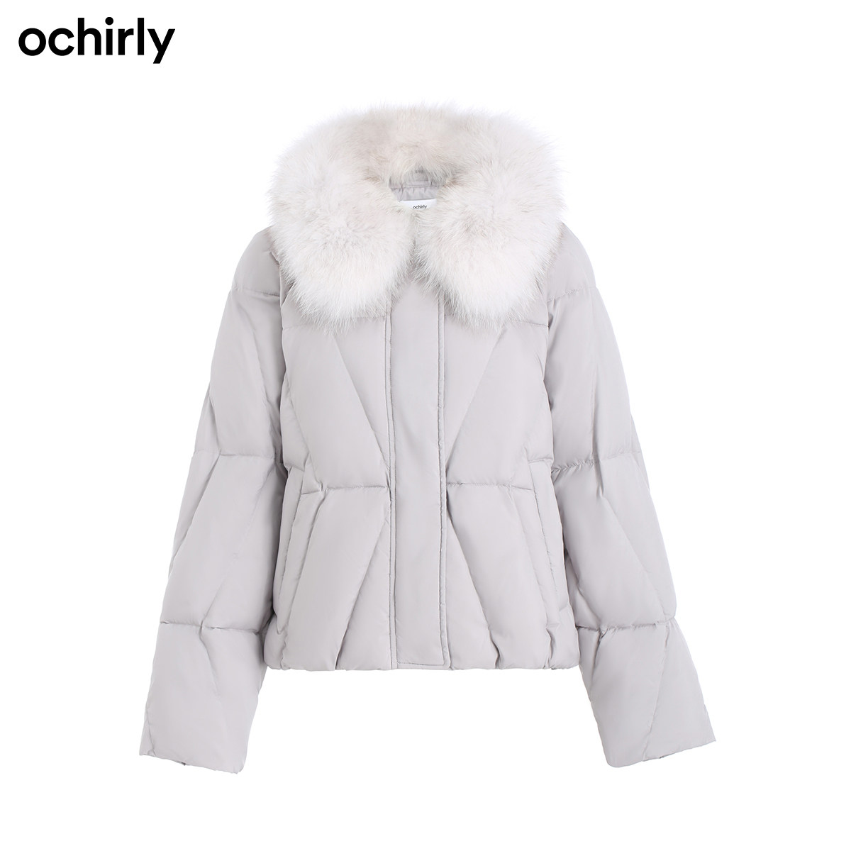 2件9折欧时力2021新款狐狸毛领抽绳 ochirly羽绒服