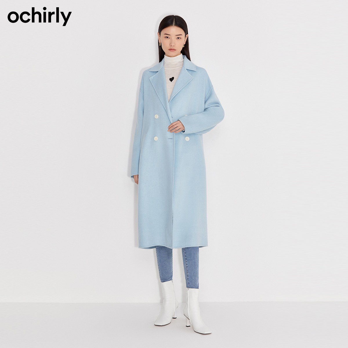 ochirly欧时力2021新款驳领呢大衣 ochirly毛呢外套