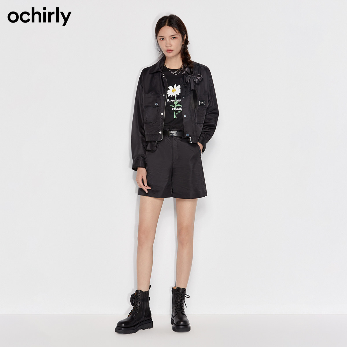 2件9折欧时力2022新款春装连帽夹克 ochirly短外套