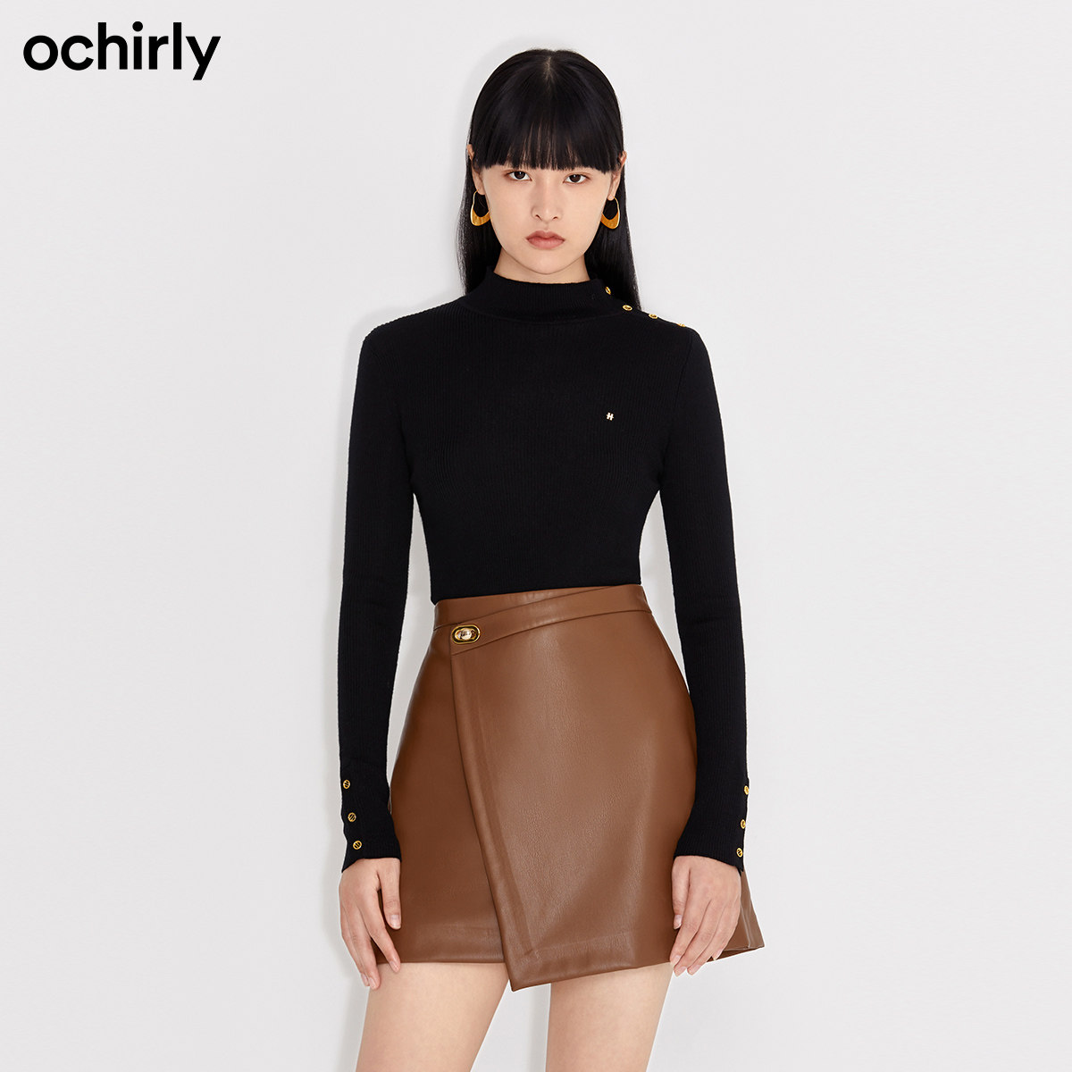 黑标系列欧时力100%纯羊毛女毛衣 ochirly毛针织衫