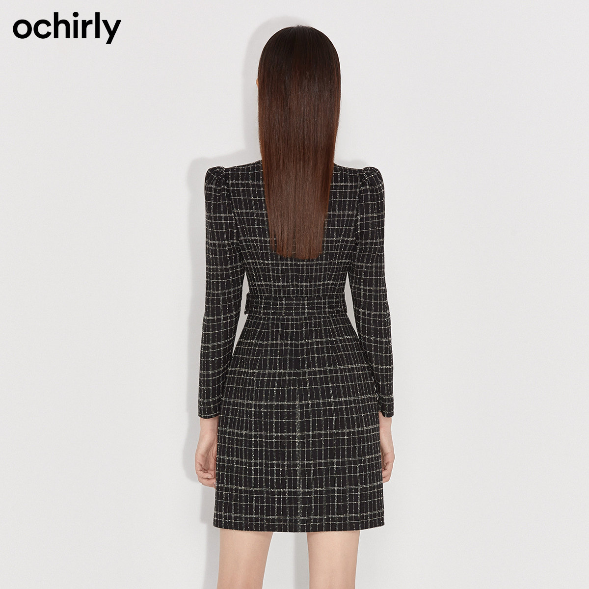直降欧时力2021新款冬装格子连衣裙 ochirly连衣裙