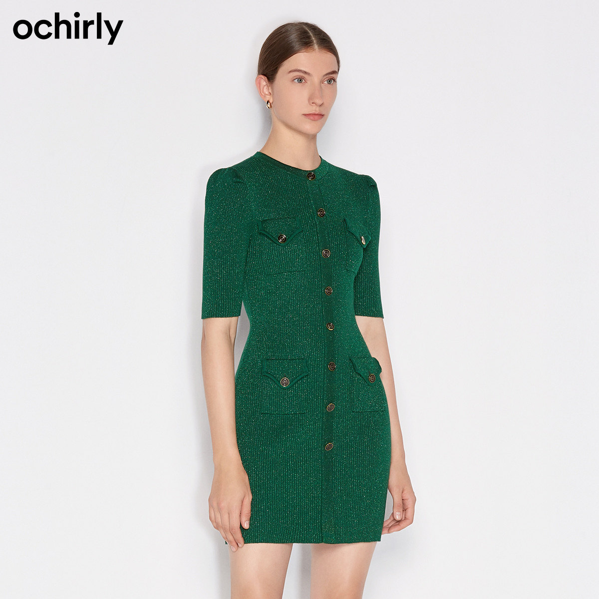 ochirly欧时力早秋新品金线连衣裙 ochirly连衣裙
