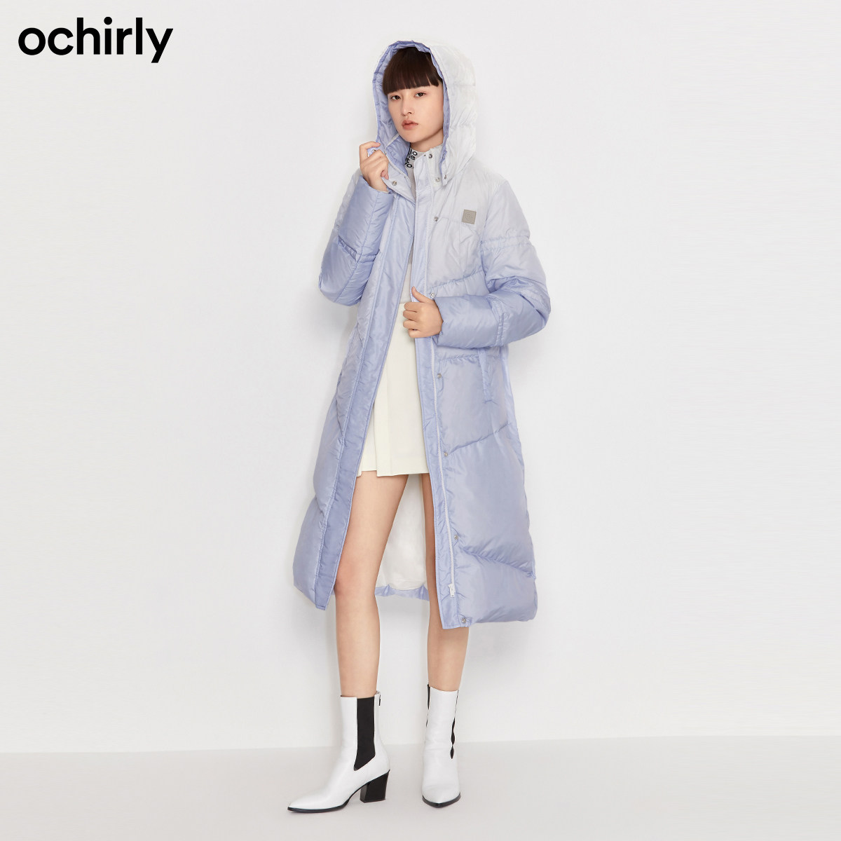 欧时力2021新款极光炫彩腰带羽绒服 ochirly羽绒服