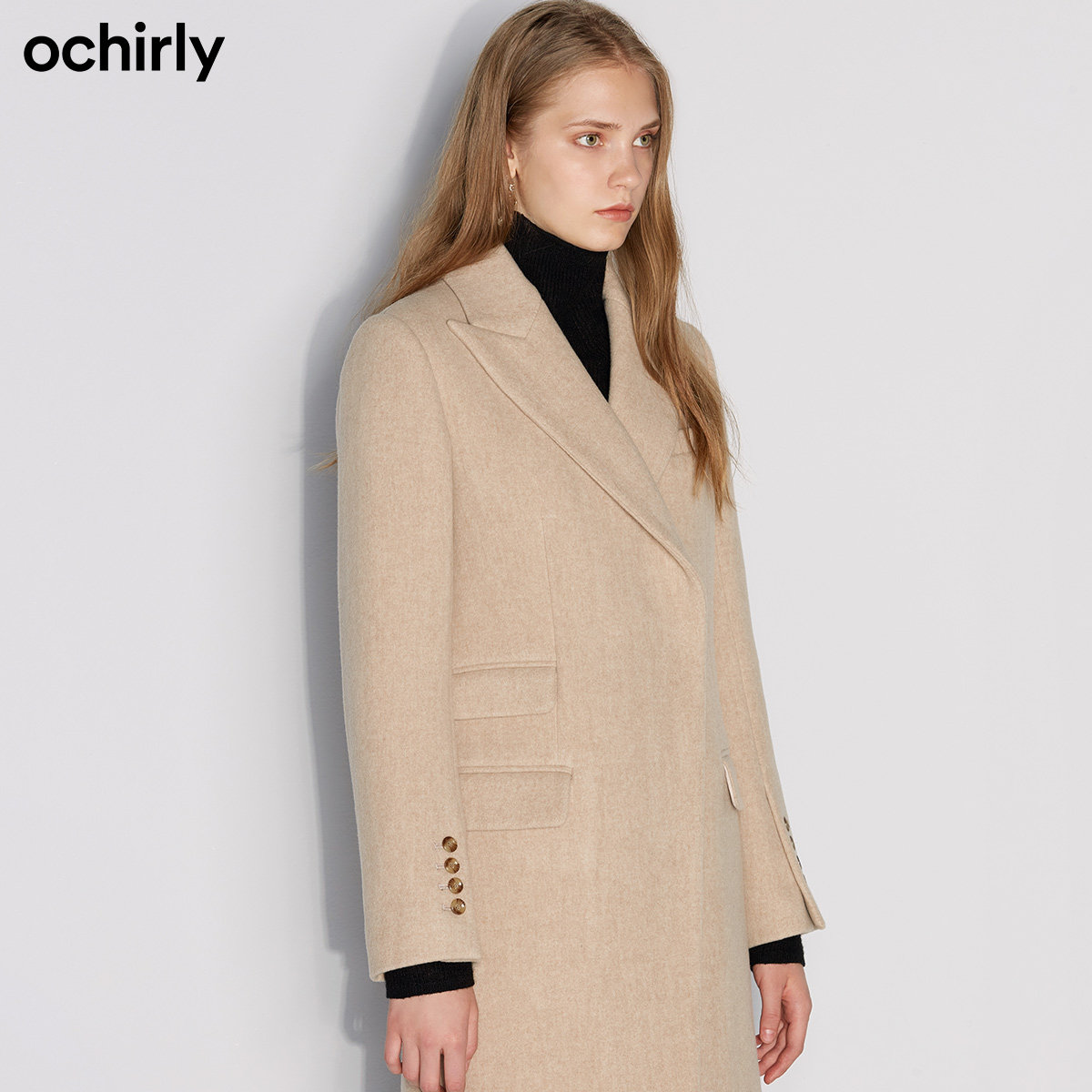 2件9折欧时力新款冬装双面立绒大衣 ochirly毛呢外套