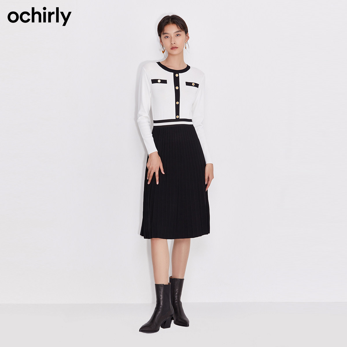 ochirly欧时力春季新品复古连衣裙 ochirly连衣裙