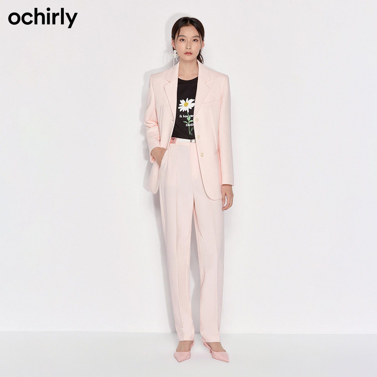 2件9折欧时力2022新款春装字母刺绣 ochirly西装